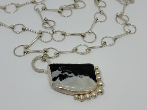 Black and White Chalcedony Sterling Silver Necklace, copyright © Monika Piazza