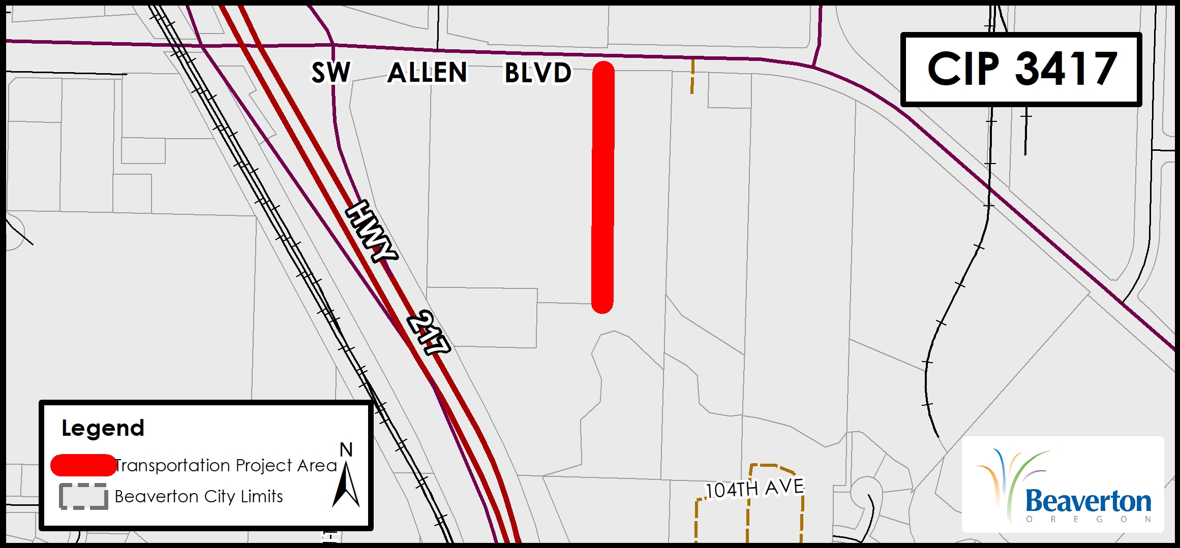 Transportation Improvement Project 3417 for area bounded by SW 107th Avenue and SW Western Avenue.