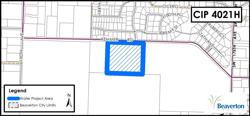 CIP 4021H Project Map for area near SW Kemmer Dr between 190th and 175th Avenues.