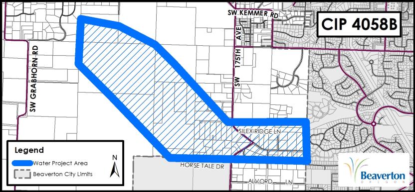 CIP 4058B Project Map for area bounded by SW Grabhorn Rd, Kemmer Rd, 175th Ave and Horse Tale Dr.