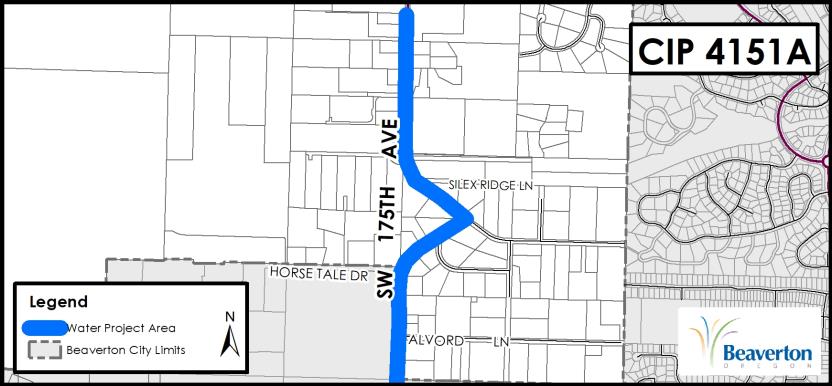 CIP 4151A Project Map for SW 175th Ave between Kemmer and Scholls Ferry Roads.