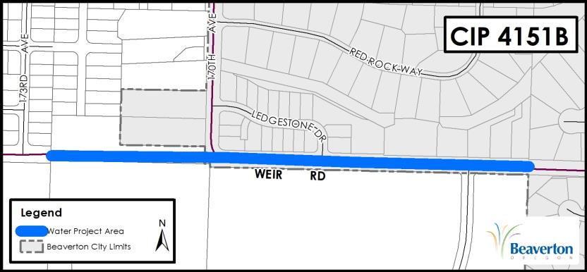 CIP 4151B Project Map of SW Weir Rd between 173rd Ave and Mt Adams Dr.