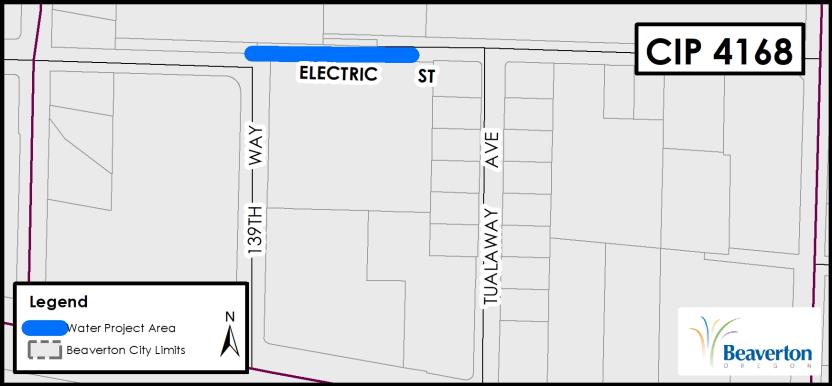 CIP 4168 Project Map for SW Electric St between 139th Way and Tualaway Ave.