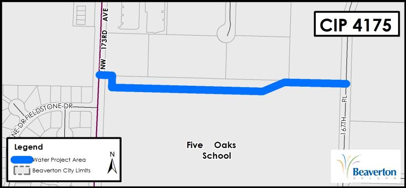 CIP 4175 Project Map for area near Five Oaks Middle Schools between NW 173rd Ave and NW167th Pl.