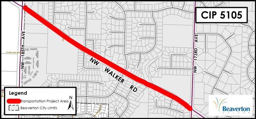 Water Capital Improvement Project 5105 for NW Walker Road between NW 185th Avenue and NW 173rd Avenue.
