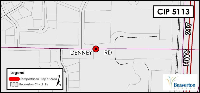 CIP5113 Project Map for SW Denney Rd area near Fanno Creek Park, between SW 111th and Hwy 217.
