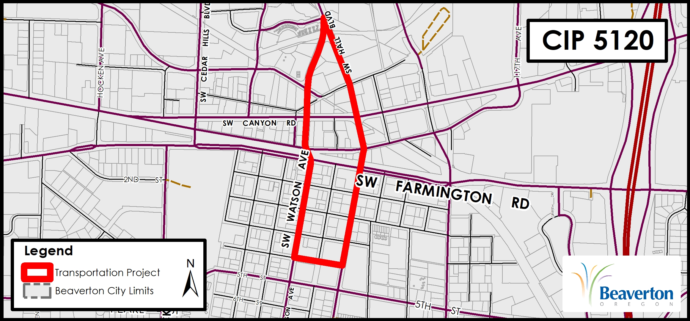 Transportation Capital Improvement Project 5120 for SW Watson Avenue, SW Hall Boulevard and SW 3rd Street.